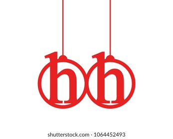 Red initial letter logo hh lowercase decorative hanging