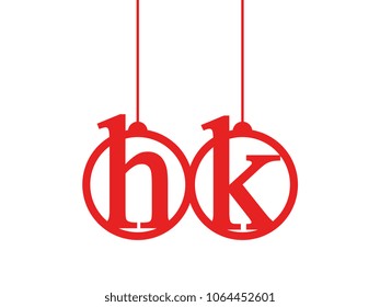 Red initial letter logo hk lowercase decorative hanging