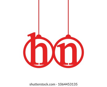 Red initial letter logo hn lowercase decorative hanging