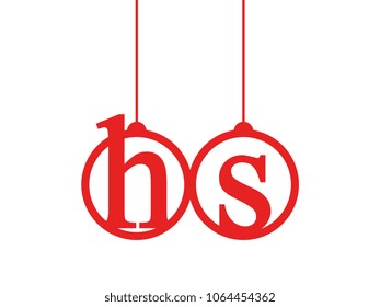 Red initial letter logo hs lowercase decorative hanging