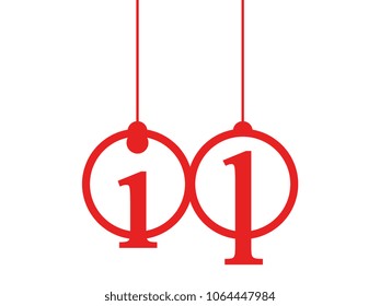 Red initial letter logo il lowercase decorative hanging