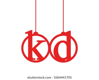 Red initial letter logo kd lowercase decorative hanging