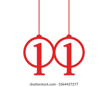 Red initial letter logo ll lowercase decorative hanging
