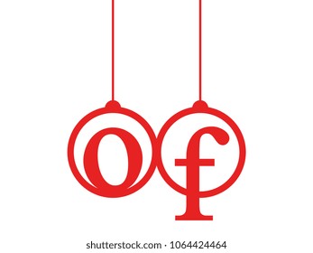 Red initial letter logo of lowercase decorative hanging