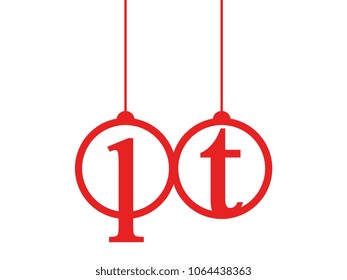 Red initial letter logo lt lowercase decorative hanging