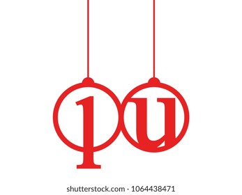 Red initial letter logo lu lowercase decorative hanging