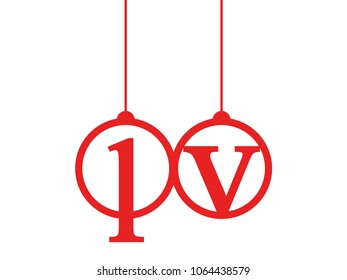 Red initial letter logo lv lowercase decorative hanging