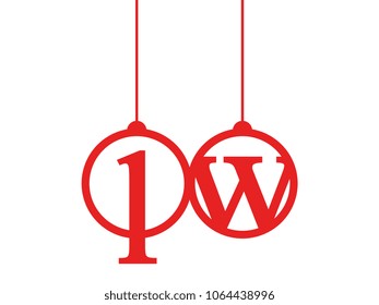 Red initial letter logo lw lowercase decorative hanging