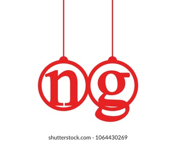 Red initial letter logo ng lowercase decorative hanging