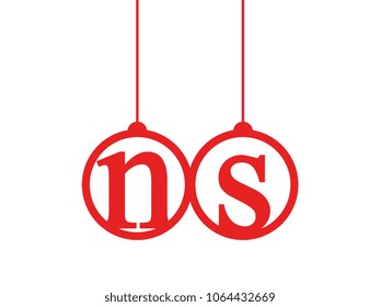 Red initial letter logo ns lowercase decorative hanging