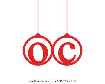 Red initial letter logo oc lowercase decorative hanging