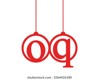 Red initial letter logo oq lowercase decorative hanging