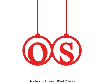 Red initial letter logo os lowercase decorative hanging
