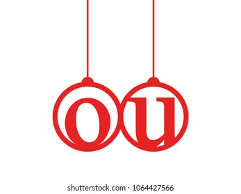 Red initial letter logo ou lowercase decorative hanging