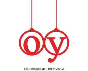 Red initial letter logo oy lowercase decorative hanging
