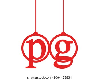 Red initial letter logo pg lowercase decorative hanging
