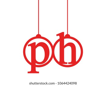 Red initial letter logo ph lowercase decorative hanging