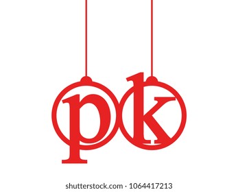 Red initial letter logo pk lowercase decorative hanging