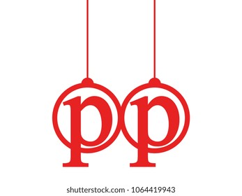 Red initial letter logo pp lowercase decorative hanging