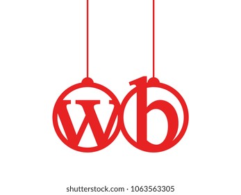 Red initial letter logo wb lowercase decorative hanging
