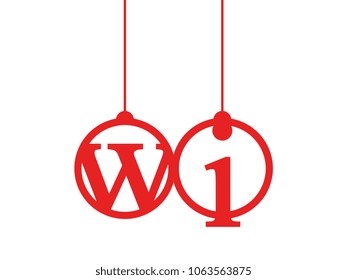 Red initial letter logo wi lowercase decorative hanging