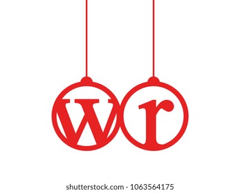 Red initial letter logo wr lowercase decorative hanging