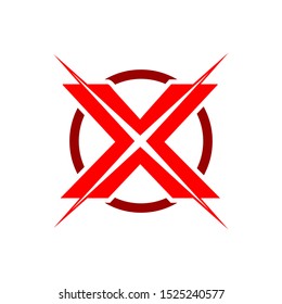 Red Initial X Lettermark Emblem Graphic