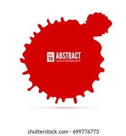 Red ink blot. Abstract background. Speech bubble, vector 3D illustration. Grunge symbol for cards, poster, cover and flyers design