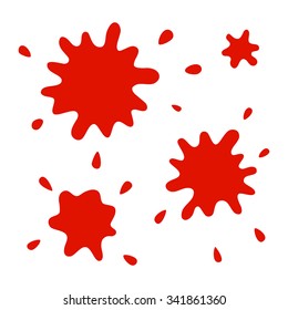 Red ink blot collection isolated on the white background