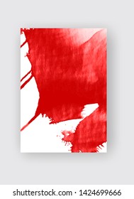 Red ink brush stroke on white background. Japanese style. Vector illustration of grunge stains