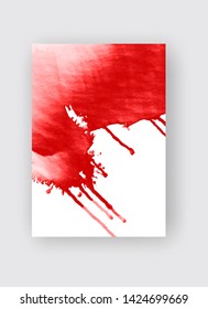 Red ink brush stroke on white background. Japanese style. Vector illustration of grunge stains