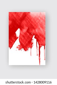Red ink brush stroke on white background. Japanese style. Vector illustration of grunge stains