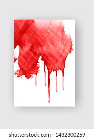 Red ink brush stroke on white background. Japanese style. Vector illustration of grunge stains