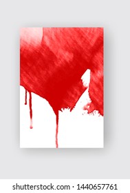 Red ink brush stroke on white background. Japanese style. Vector illustration of grunge stains