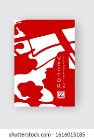 Red ink brush stroke on white background. Japanese style. Vector illustration of grunge stains
