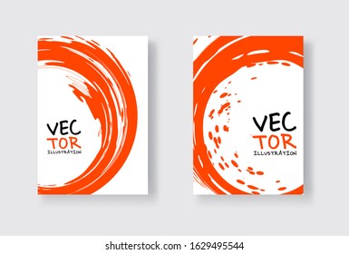 red ink brush stroke on white background. Japanese style. Vector illustration of grunge wave stains.Vector brushes illustration.
