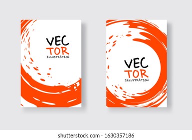 red ink brush stroke on white background. Japanese style. Vector illustration of grunge wave stains.Vector brushes illustration.