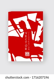 roter Pinselstrich auf weißem Hintergrund. Japanischer Stil. Vektorillustration von Grunge-Flecken