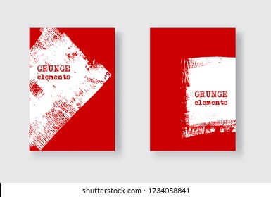 Red ink brush stroke on white background. Japanese style. Vector illustration of grunge stains