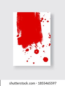 Rojo trazo de pincel de tinta sobre fondo blanco. Estilo japonés. Ilustración vectorial de manchas de grano