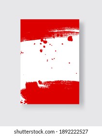roter Pinselstrich auf weißem Hintergrund. Japanischer Stil. Vektorgrafik von Grunge-Flecken