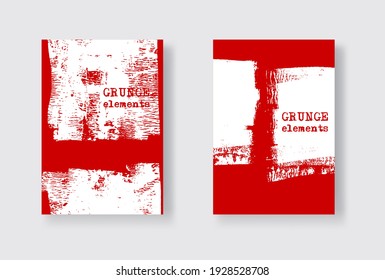 Red ink brush stroke on white background. Japanese style. Vector illustration of grunge stains