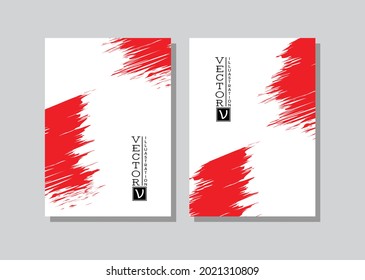 red ink brush stroke on white background. Japanese style. Vector illustration of grunge stains. cover design. flyer design