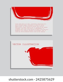 Trazo de pincel de tinta roja sobre fondo blanco. Estilo japonés. Ilustración vectorial de manchas de onda grunge. Ilustración vectorial.
