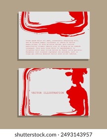 Red ink brush stroke on white background. Japanese style. Vector illustration of grunge wave stains. Vector illustration.