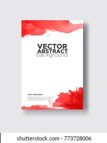 Red ink brush stroke on white background. Japanese style. Vector illustration of grunge circle stains