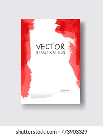 Red ink brush stroke on white background. Japanese style. Vector illustration of grunge circle stains