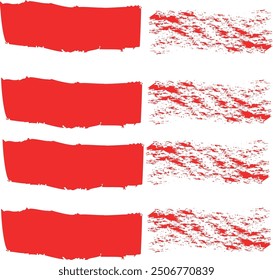 red ink brush stroke texture design isolated on white. Realistic mascara black smear template with clipping path