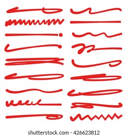 red ink brush underline set, brush stroke set