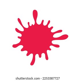 Red ink drops, splashes, blotter spots, liquid paint drip, drop splash and ink splatter artistic art decoration vector illustration.